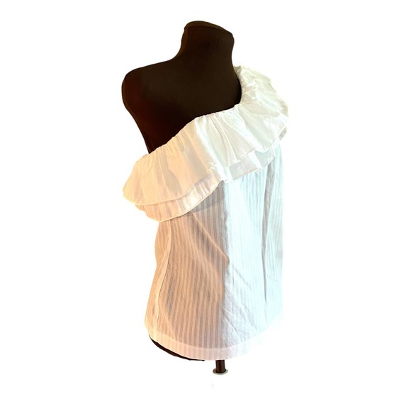 Trina Turk one shoulder white ruffle top blouse size small - Picture 5 of 9